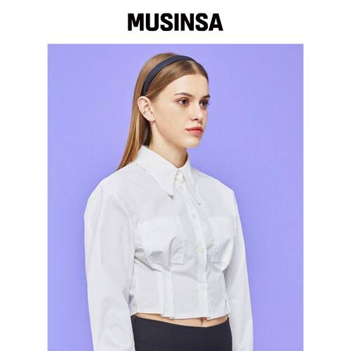 KOLEAT WOMEN 短款修身长袖衬衫 blouse [WHITE]韩国官网直邮进口