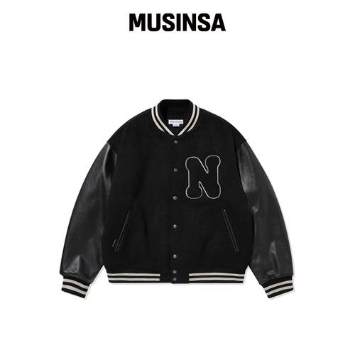 NAMERCLOTHING N BOUCLE VARSITY JACKET 黑色韩国官网直邮进口