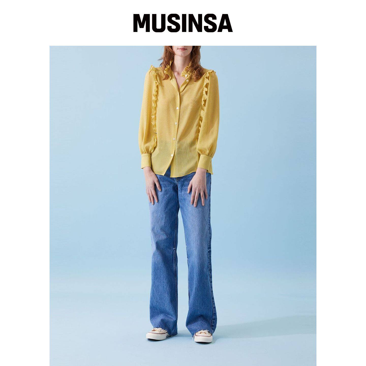 VOYONN 蓬松雪纺茶色泡泡衬衫 黄色 003 MUSINSA韩国官网直邮进口