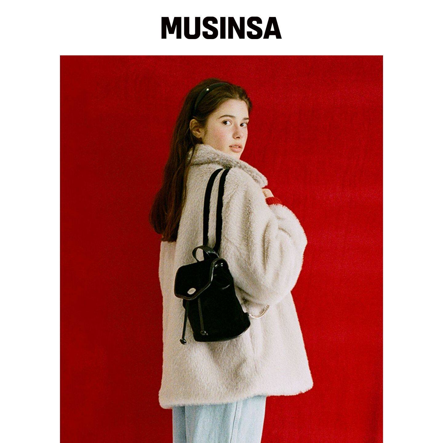 SOMEWHEREBUTTER 天鹅绒迷你背包 - 天鹅绒黑色 韩国官网直邮进口