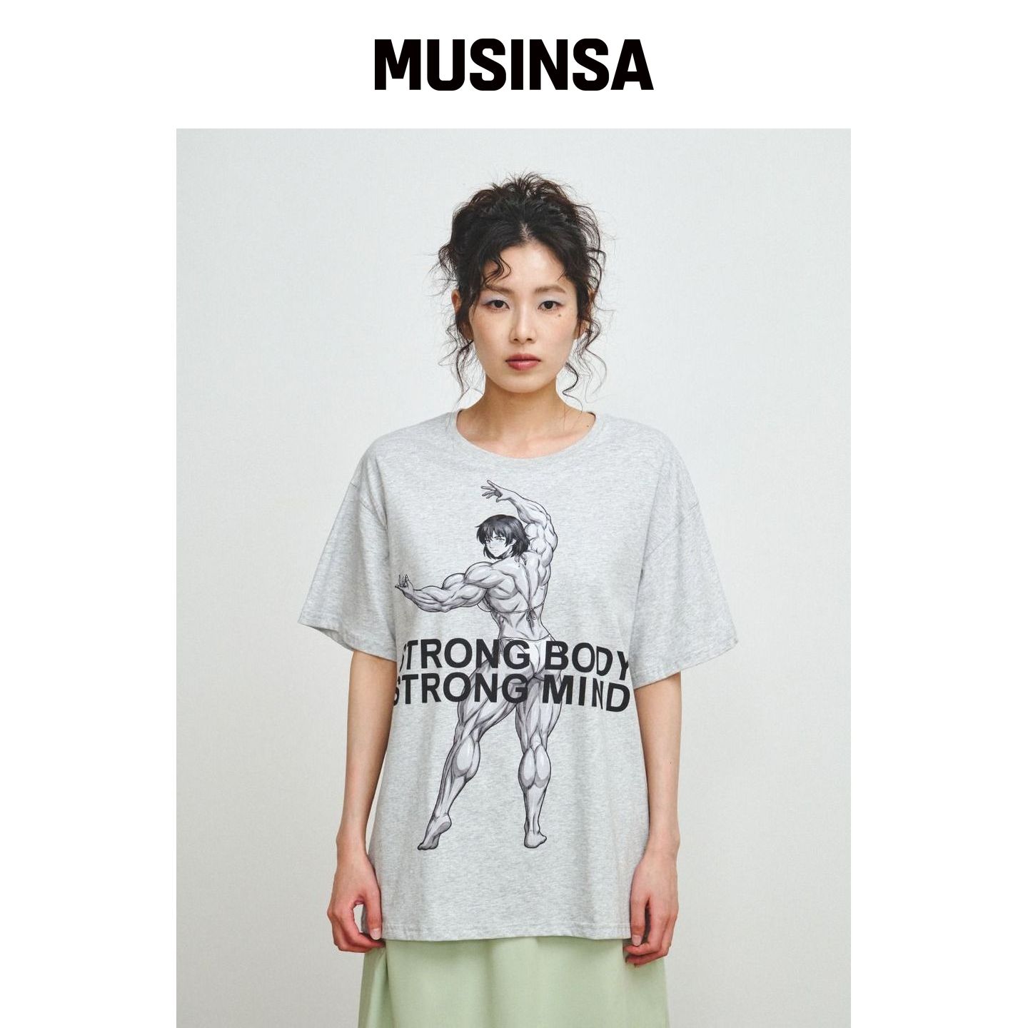 PLZPROJECT STRONG T恤，混色灰 MUSINSA韩国官网直邮进口图片