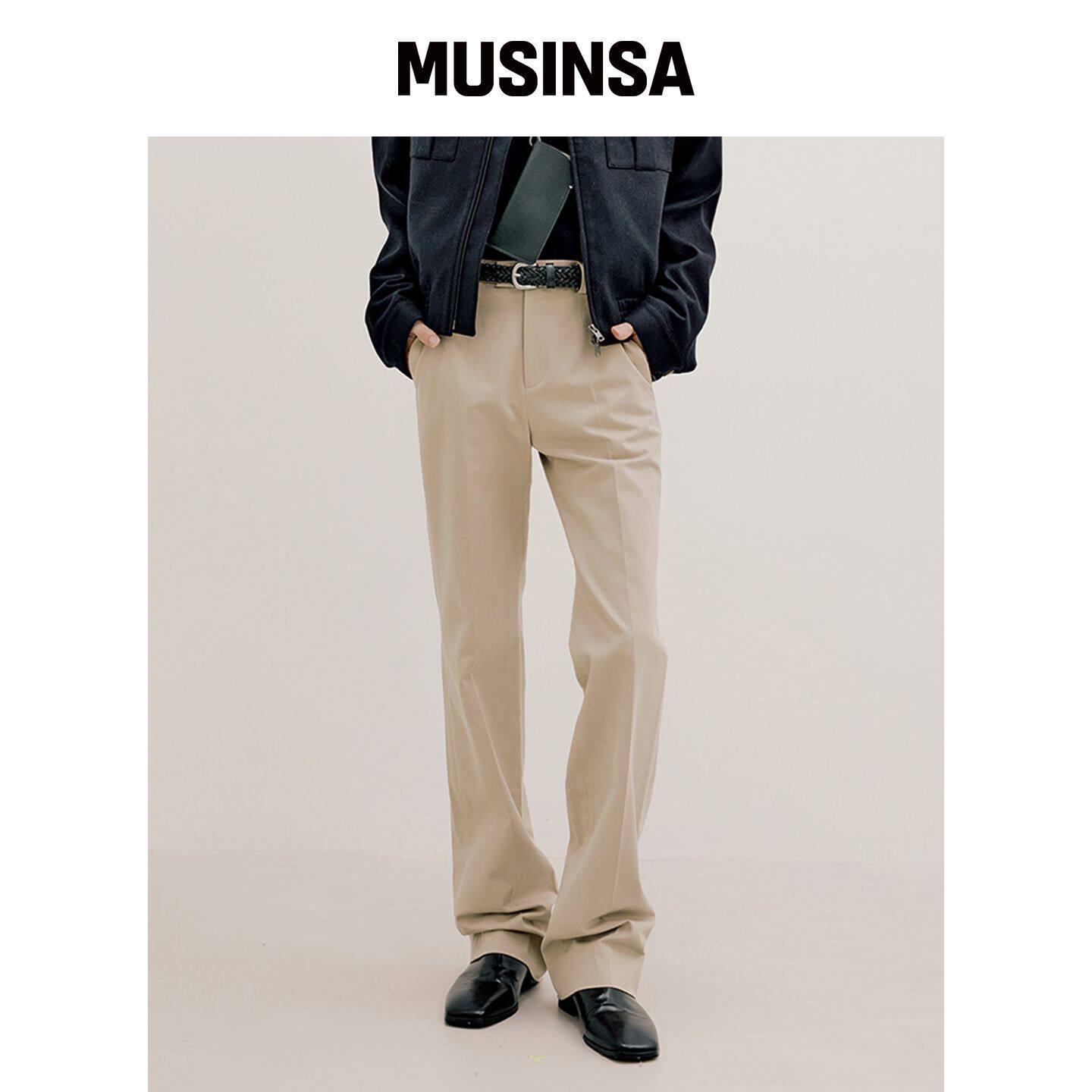 LMOOD 蕾丝喇叭棉质西装裤 米色 MUSINSA韩国官网直邮进口