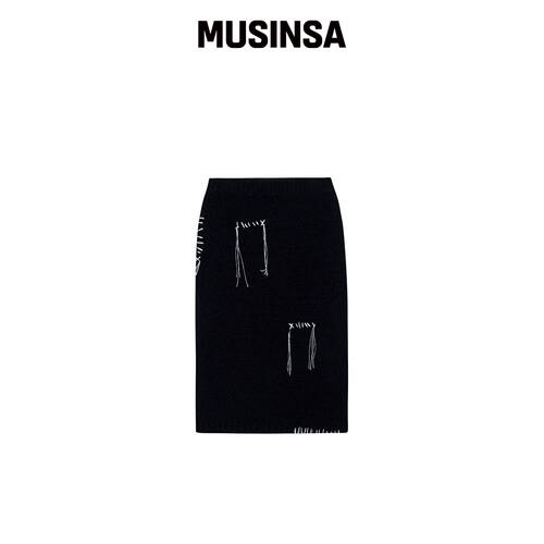SALAD BAGUNI 金属拼接中长裙 - 黑色 MUSINSA韩国直邮官方正品