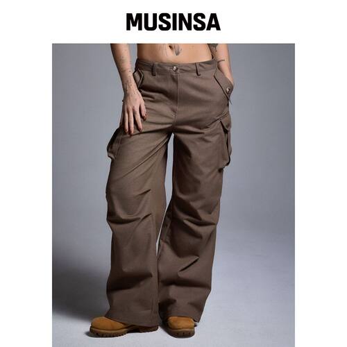 COOLSIS CS CARGO WIDE JEANS-057 (棕色)韩国官网直邮进口