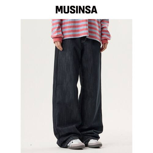 UNKNOWN PLANET 宽松牛仔裤 深蓝色 MUSINSA韩国直邮官方正品