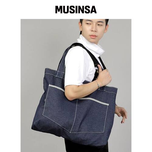 SAINTCREW 펜타곤口袋大号环保袋 PP-108 靛蓝牛仔 韩国官网直邮进口