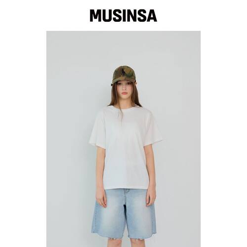 BUTTON UP 日常刺绣logo短袖T恤 (WHITE)韩国官网直邮进口MUSINSA
