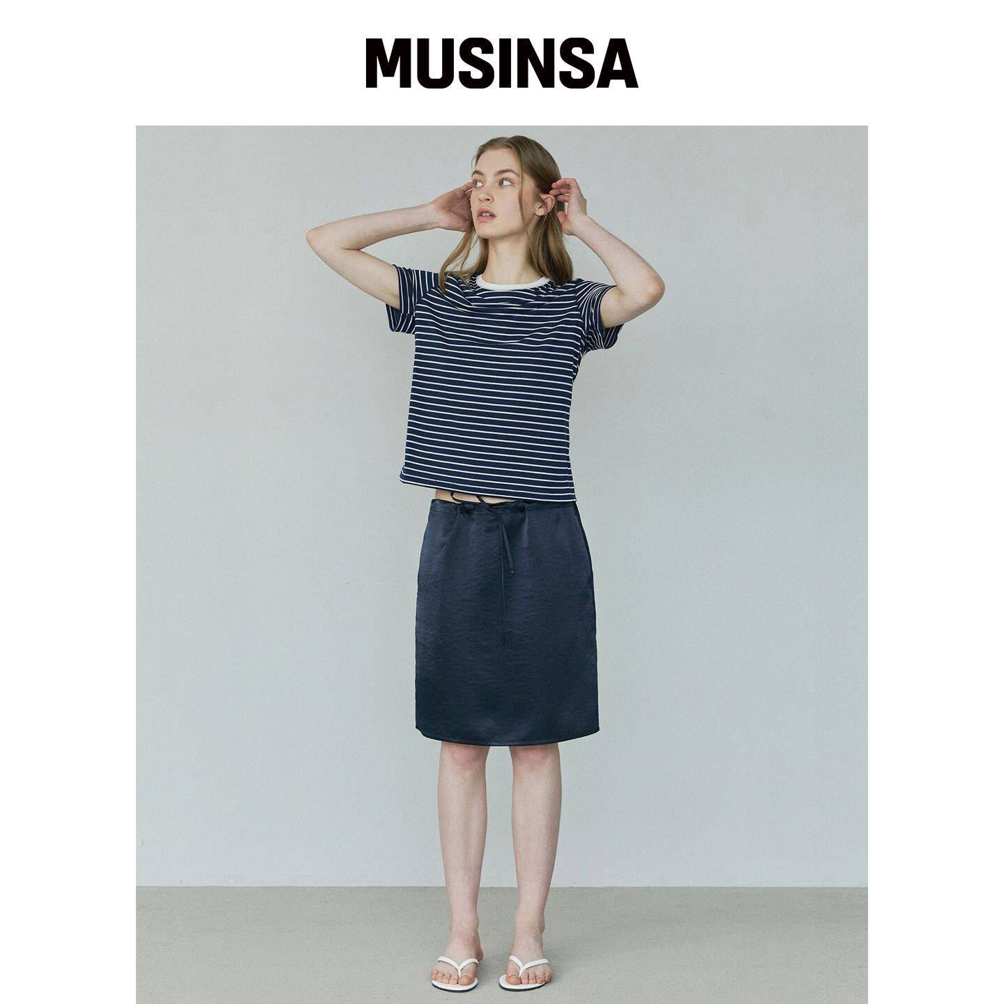 IHR 缎面中长裙 / 婴儿蓝 MUSINSA韩国直邮官方正品