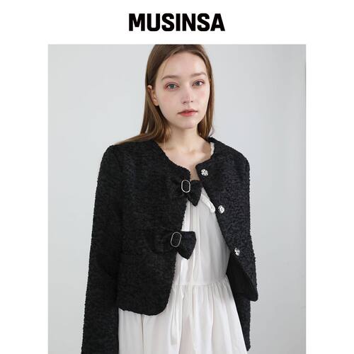 CATTLINE TWEE Ribbon 外套 (VLACK) MUSINSA韩国官网直邮进口
