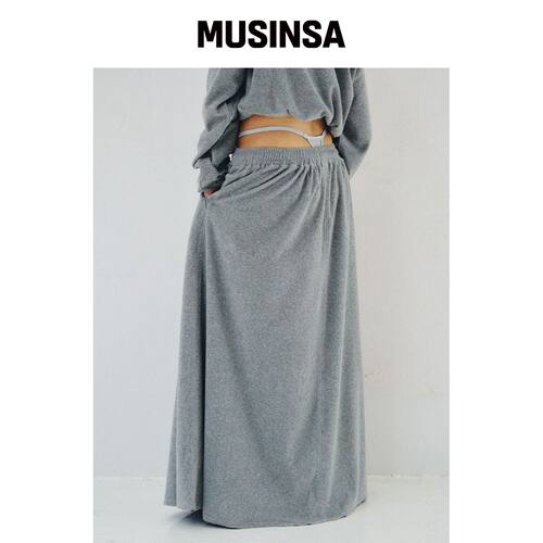 PLZPROJECT TERRY MAXI SKIRT, GRAY MUSINSA韩国官网直邮进口