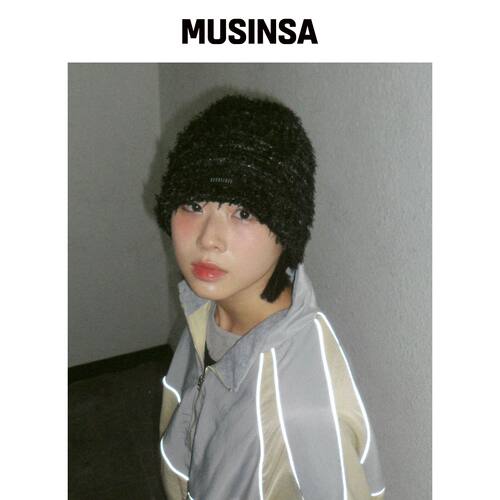 KOOKEESEE 毛绒针织帽_黑色 MUSINSA韩国官网直邮进口