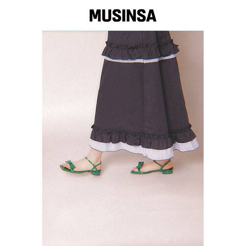 LEVASE 例如) coco ribbon sandal-绿色 2cm MUS韩国官网直邮进口