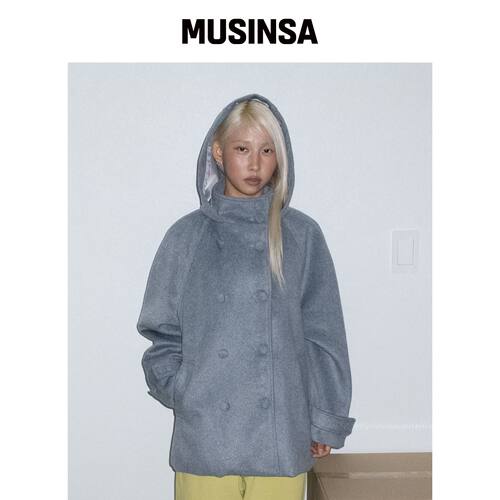 CHICKS 高领连帽双排扣发卷筒半外套GLEIGH MUSI韩国官网直邮进口