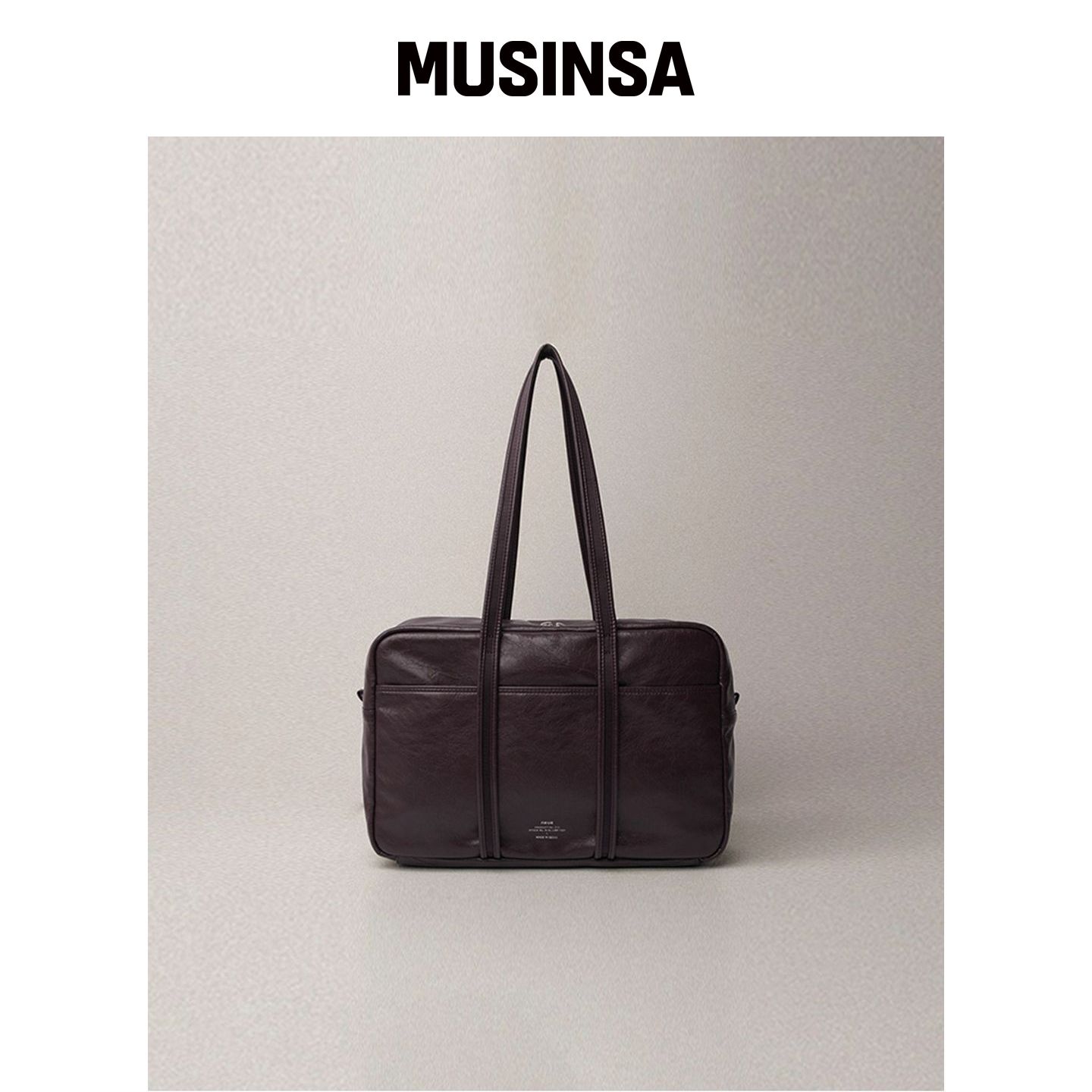 NEUE 皮革波士顿包_勃艮第红色_中号 MUSINSA韩国官网直邮进口