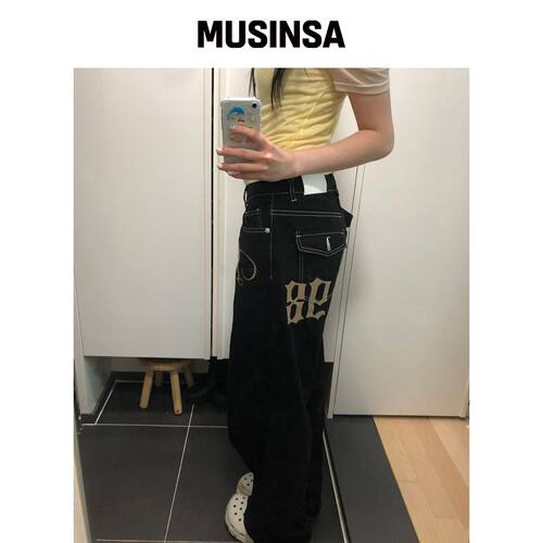 PLACE STUDIO 经典品牌刺绣宽松牛仔裤MUSINSA韩国官网直邮进口