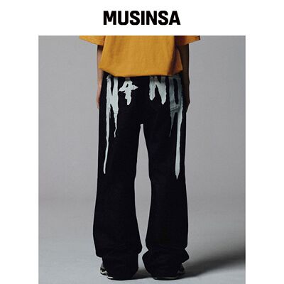 NOT4NERD N4ND Drip Logo 牛仔裤 - 黑色 MUSINS韩国官网直邮进口
