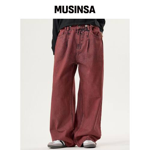 UNKNOWN PLANET 黑玫瑰定制单褶染色裤 MUSINSA韩国直邮官方正品