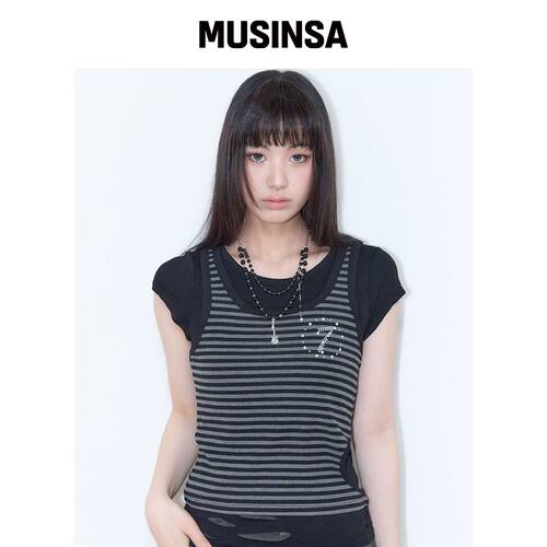 LUVISTRUE SY DAMAGE 分层T恤（黑色） MUSINSA韩国直邮官方正品