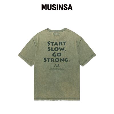 AECA START SLOW GO STRONG 半袖T恤-绿色 MUSIN韩国官网直邮进口