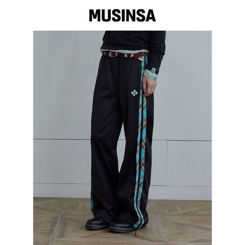 HERETIC CHECK TRACK PANTS / 黑色韩国官网直邮进口