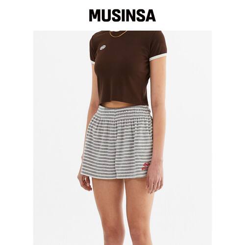 MENASOO MNS Terry Short Pants_灰条纹韩国官网直邮进口MUSINSA