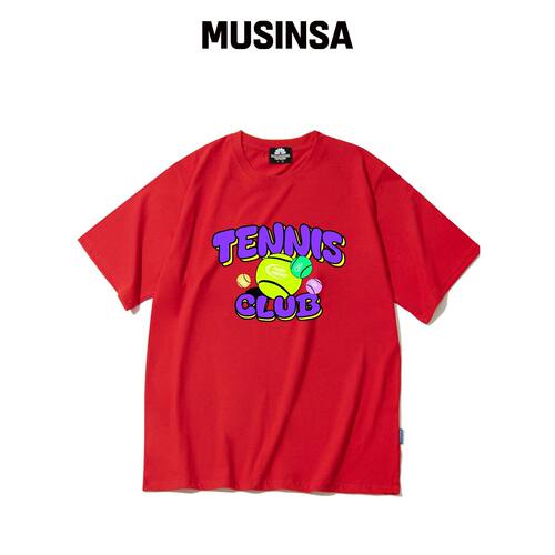 TRIPSHION Purple Tennis Club 图案T恤 - RED韩国官网直邮进口