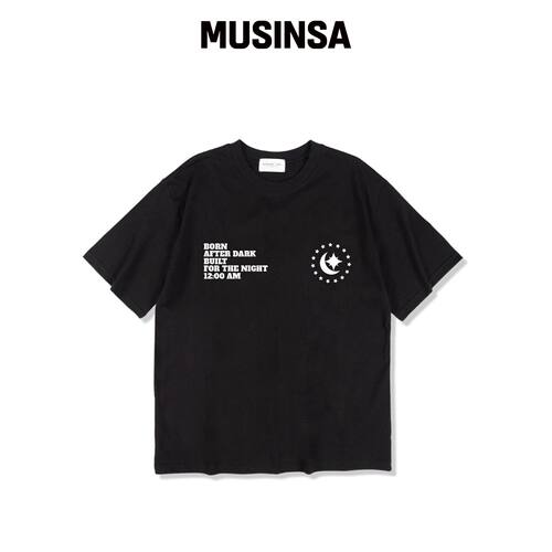 MIDNIGHT12AM 本艾夫特短袖T恤 黑色韩国官网直邮进口MUSINSA