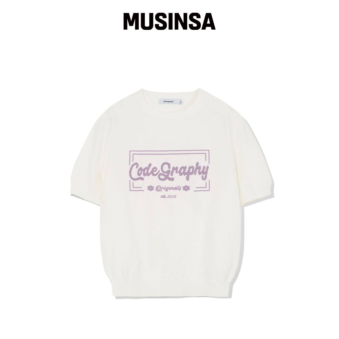 CGP (女款) CODEGRAPHY LOGO 短袖针织衫_白色 M韩国官网直邮进口 - 实物图