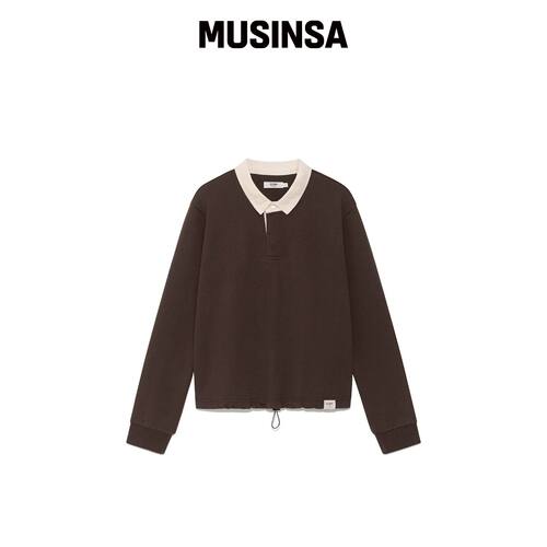 GLOWNY G CONTRAST POLO 长袖衫（棕色） MUSINS韩国官网直邮进口