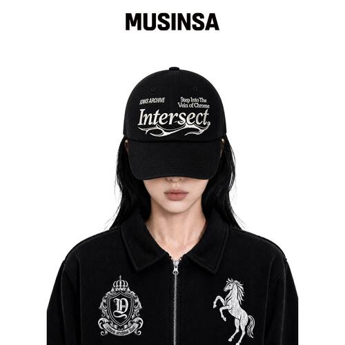 IDWS Intersect Maxi 棒球帽 黑色 MUSINSA韩国官网直邮进口