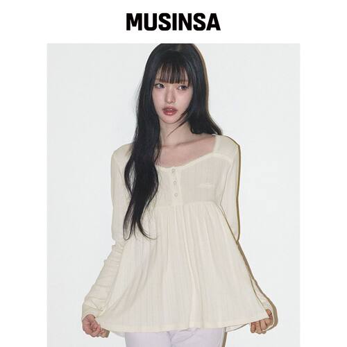 ILLIGO 翻领褶皱长袖衫奶油色 MUSINSA韩国直邮官方正品