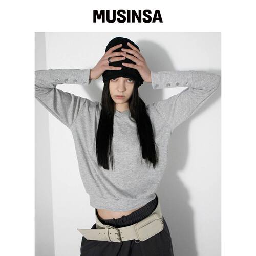 CHICKS 软V领袖扣长袖混色 MUSINSA韩国直邮官方正品