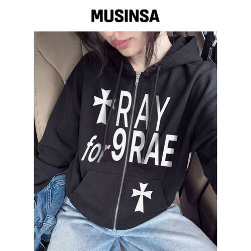 GRAVER 连帽拉链衫卫衣街头复古印花MUSINSA韩国官网直邮进口