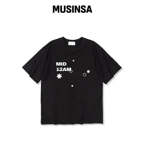 MIDNIGHT12AM MID12星款短袖T恤 黑色韩国官网直邮进口MUSINSA