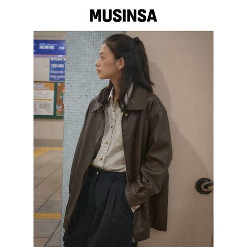 TILL I DIE 仿皮口袋夹克_棕色 MUSINSA韩国官网直邮进口