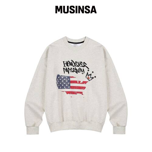 PAPERBOY USA 复古卫衣-燕麦色 MUSINSA韩国官网直邮进口