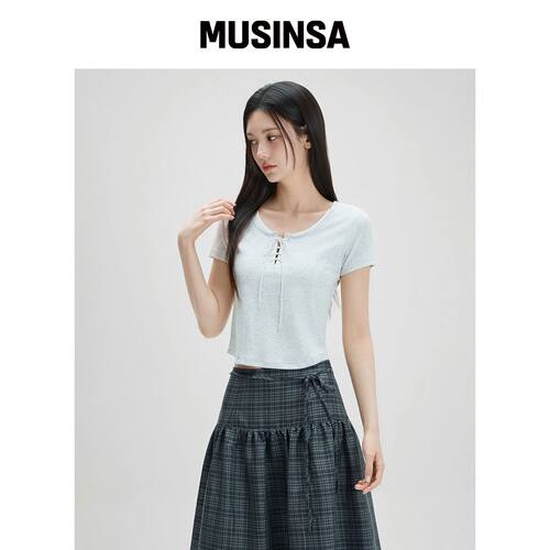MIXXO 蕾丝拼接短袖T恤 RE LWG33SS_MIWHWG51QS韩国官网直邮进口