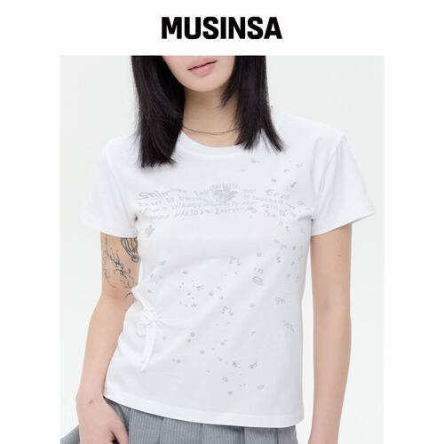 TYPESERVICE 闪亮螺旋褶皱上衣 [白色] MUSINSA韩国直邮官方正品