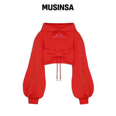QUASI PURITY Ribbon短款后帽衫（RED） MUSINSA韩国官网直邮进口