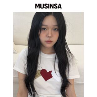 ROGIN N ROSIE 豹纹心形补丁棉T恤 白色韩国官网直邮进口MUSINSA