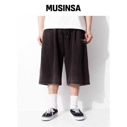 QT8 GARMENTS LB 水洗宽松伯穆达运动短裤（黑色韩国官网直邮进口
