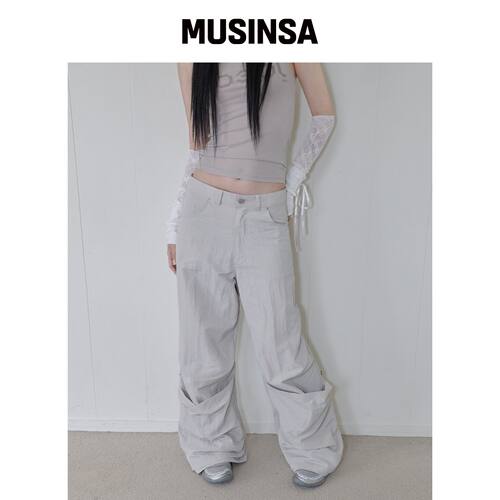 41PRAY 尼龙翻盖宽裤 / 灰色 MUSINSA韩国直邮官方正品