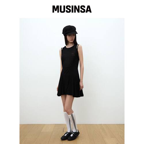 OJOS 背带喇叭裙 / 黑色 MUSINSA韩国官网直邮进口