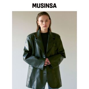 NICK&NICOLE MANISH 人造皮革夹克_黑色 MUSINSA韩国直邮官方正品