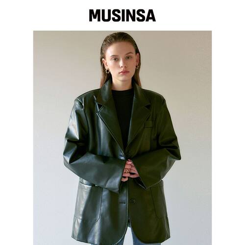 NICK&NICOLE MANISH 人造皮革夹克_黑色 MUSINSA韩国直邮官方正品
