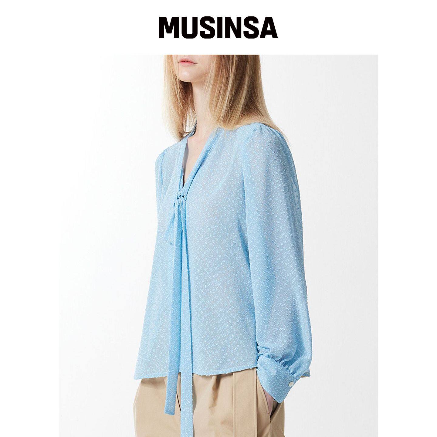 VOYONN 领带开襟花纹聚酯衬衫蓝色 0038 MUSINSA韩国直邮官方正品