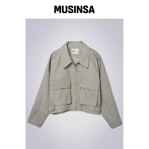 HAUS072C BIG POCKET ZIPPER JACKET 浅灰色韩国官网直邮进口