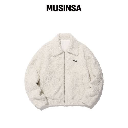 ISTKUNST UUU OVAL LOGO ROUND BOA JAKET_IVORY韩国官网直邮进口