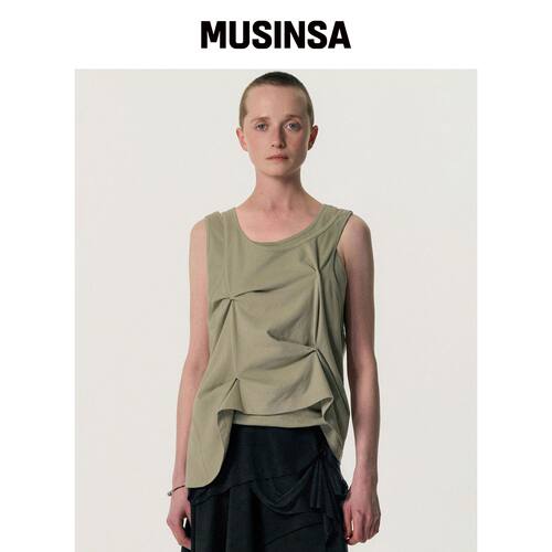 KIMZISU Pinched Layer Tank Top_橄榄绿 MUSINS韩国官网直邮进口