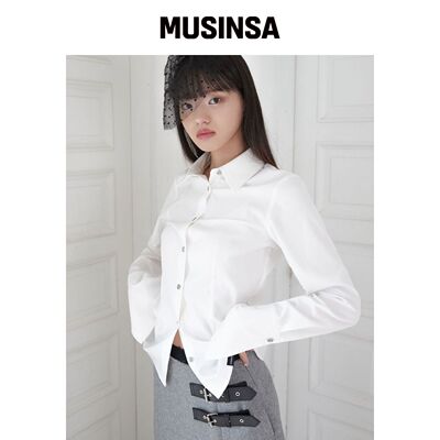 ZIZEMUSEUM 修身袖口衬衫 (白色) MUSINSA韩国官网直邮进口